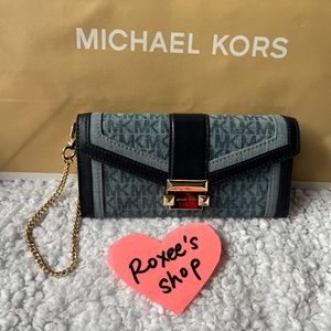Michael Kors Long Whitney Denim Chain Wallet | 3pcs